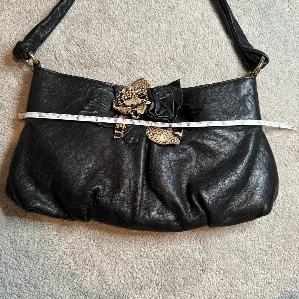 PAOLO MASI Made in Italy Leather - Snakeskin Floral Accent Purse Bag